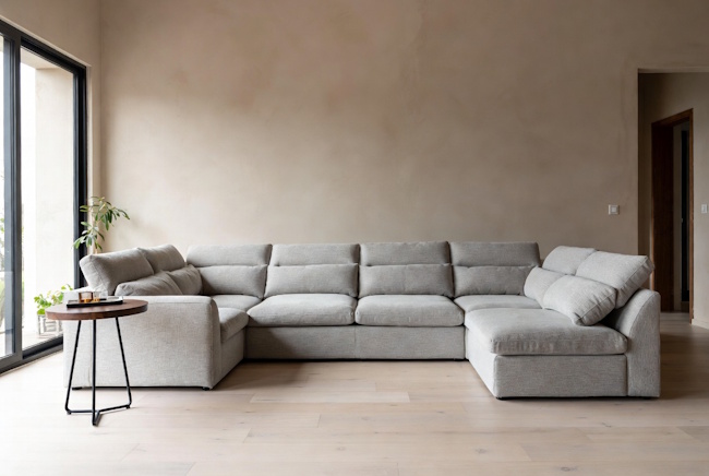 Affordable sectional sofa typical of American Freight Furniture & Mattress